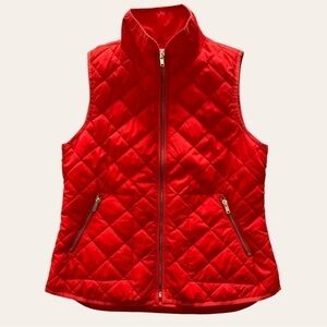 Old Navy Quilted Vest Lightweight Orange with Gold Zippers